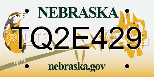 TQ2E429 Nebraska License Plate