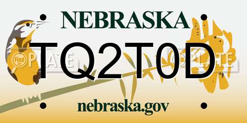 TQ2T0D Nebraska License Plate