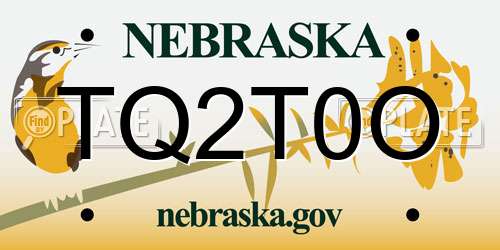 TQ2T0O Nebraska License Plate