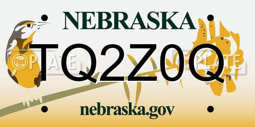 TQ2Z0Q Nebraska License Plate