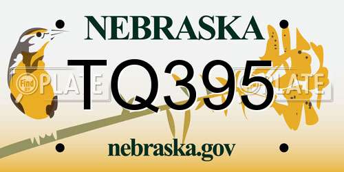 TQ395 Nebraska License Plate