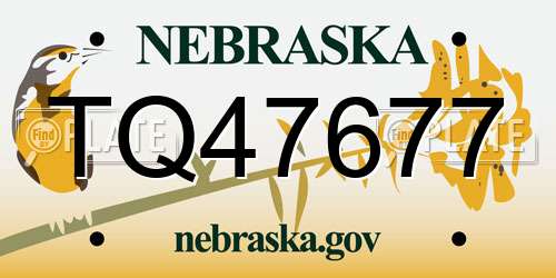 TQ47677 Nebraska License Plate