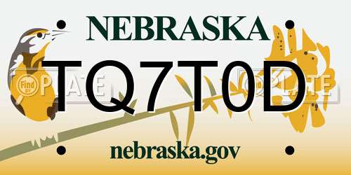 TQ7T0D Nebraska License Plate