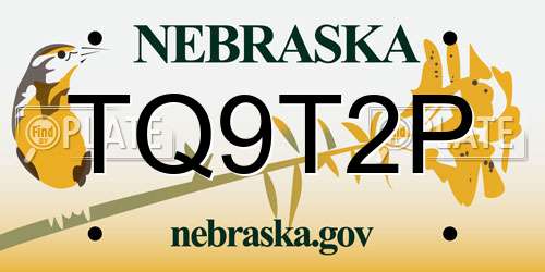 TQ9T2P Nebraska License Plate