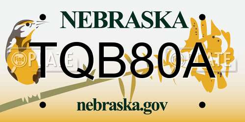TQB80A Nebraska License Plate
