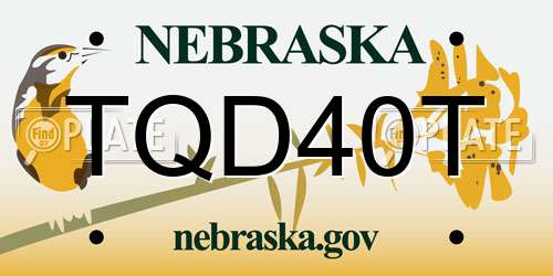 TQD40T Nebraska License Plate