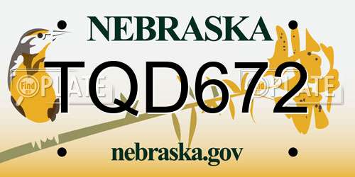TQD672 Nebraska License Plate