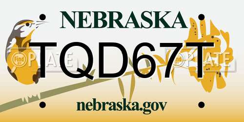 TQD67T Nebraska License Plate