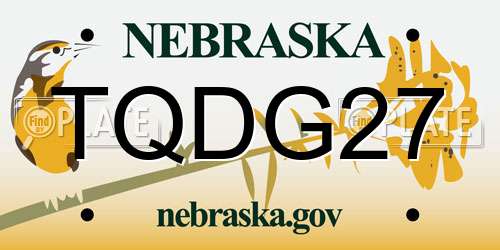 TQDG27 Nebraska License Plate