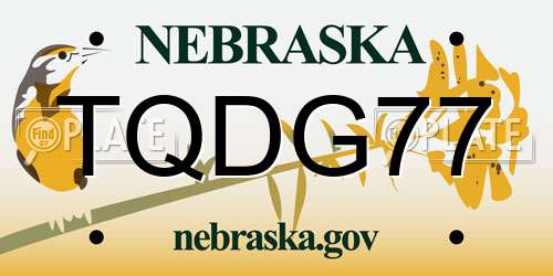 TQDG77 Nebraska License Plate