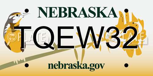 TQEW32 Nebraska License Plate