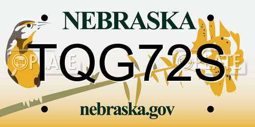 TQG72S Nebraska License Plate