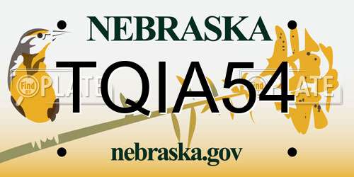 TQIA54 Nebraska License Plate