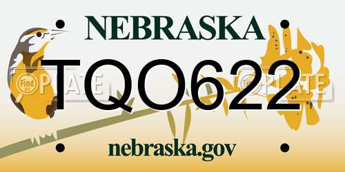 TQO622 Nebraska License Plate