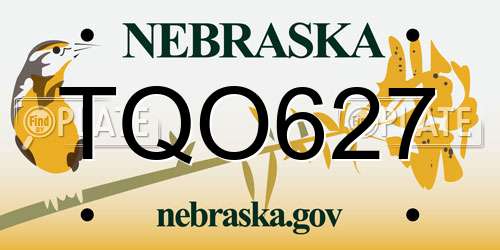 TQO627 Nebraska License Plate