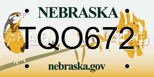 TQO672 Nebraska License Plate