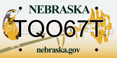 TQO67T Nebraska License Plate
