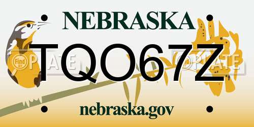 TQO67Z Nebraska License Plate