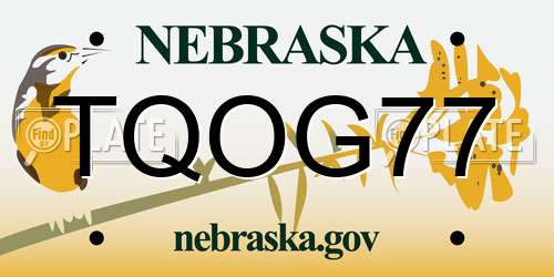 TQOG77 Nebraska License Plate