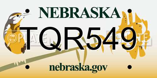 TQR549 Nebraska License Plate