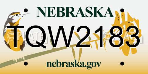TQW2183 Nebraska License Plate