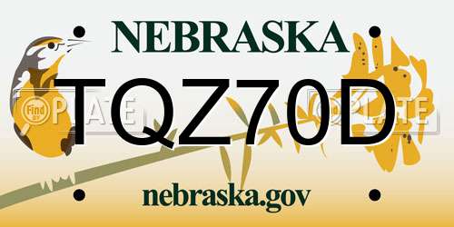 TQZ70D Nebraska License Plate