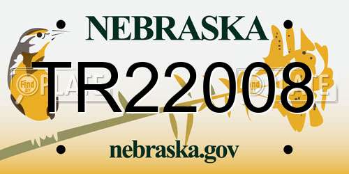 TR22008 Nebraska License Plate