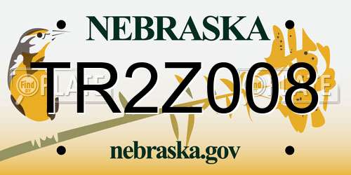 TR2Z008 Nebraska License Plate