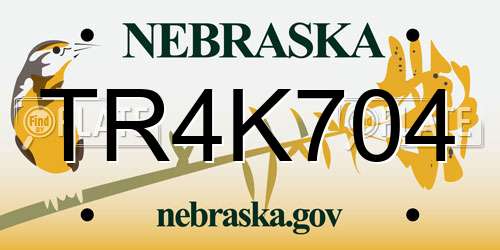 TR4K704 Nebraska License Plate