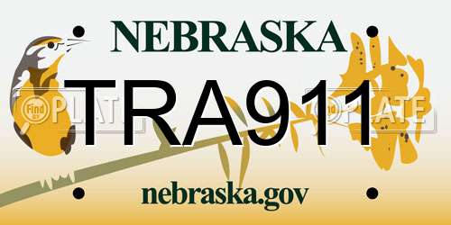 TRA911 Nebraska License Plate