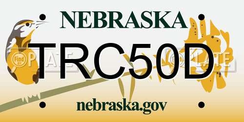 TRC50D Nebraska License Plate