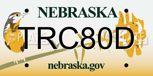 TRC80D Nebraska License Plate
