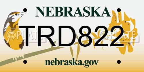 TRD822 Nebraska License Plate