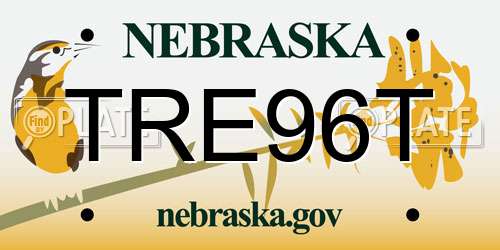 TRE96T Nebraska License Plate