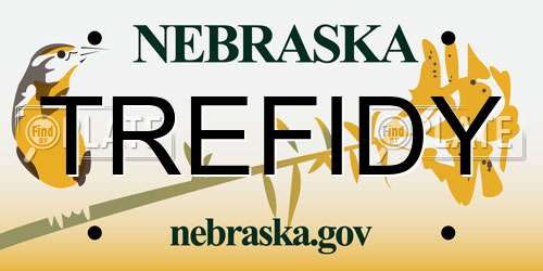 TREFIDY Nebraska License Plate