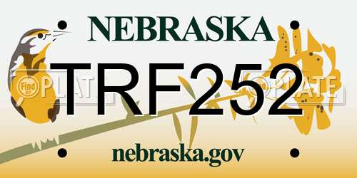 TRF252 Nebraska License Plate