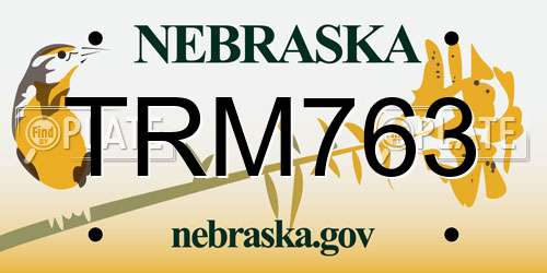 TRM763 Nebraska License Plate