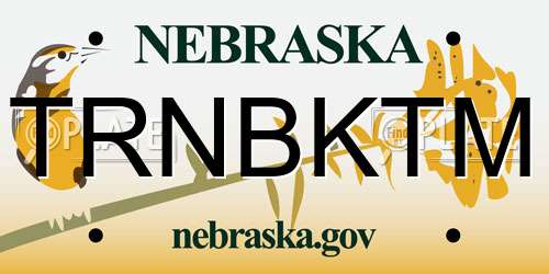 TRNBKTM Nebraska License Plate