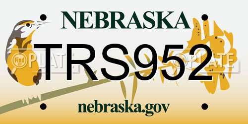 TRS952 Nebraska License Plate