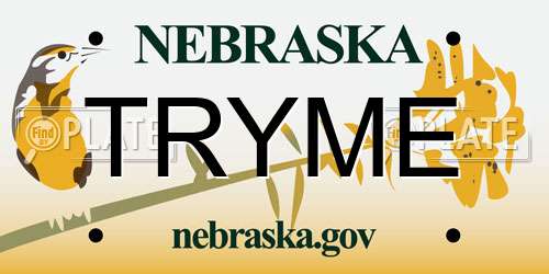 TRYME Nebraska License Plate