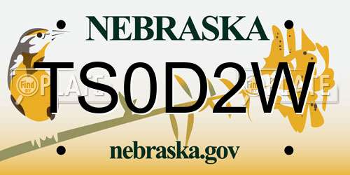 TS0D2W Nebraska License Plate