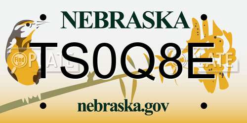TS0Q8E Nebraska License Plate