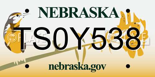 TS0Y538 Nebraska License Plate