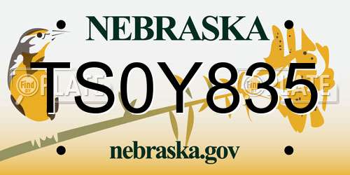 TS0Y835 Nebraska License Plate