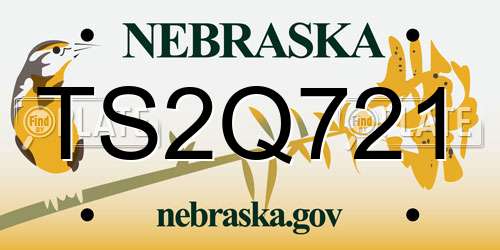 TS2Q721 Nebraska License Plate