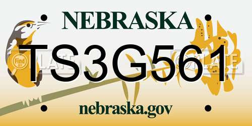 TS3G561 Nebraska License Plate
