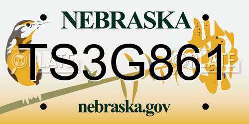 TS3G861 Nebraska License Plate