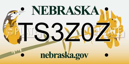 TS3Z0Z Nebraska License Plate