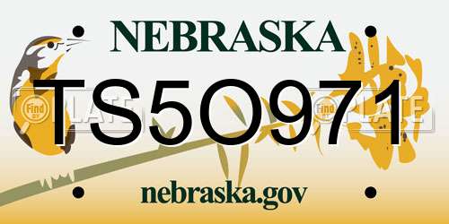 TS5O971 Nebraska License Plate