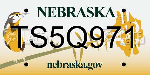 TS5Q971 Nebraska License Plate